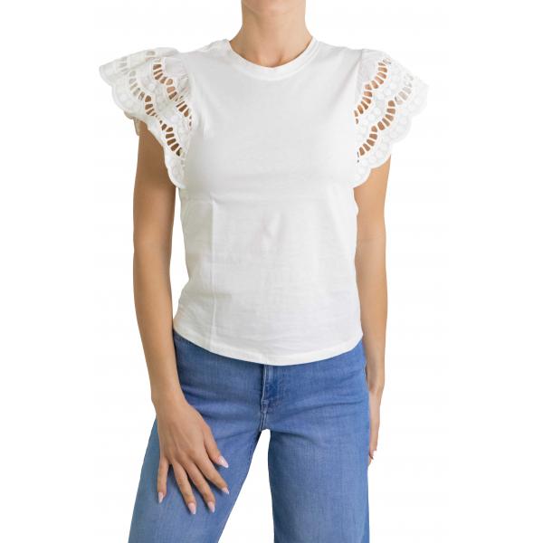 T shirt con manica volant Only 